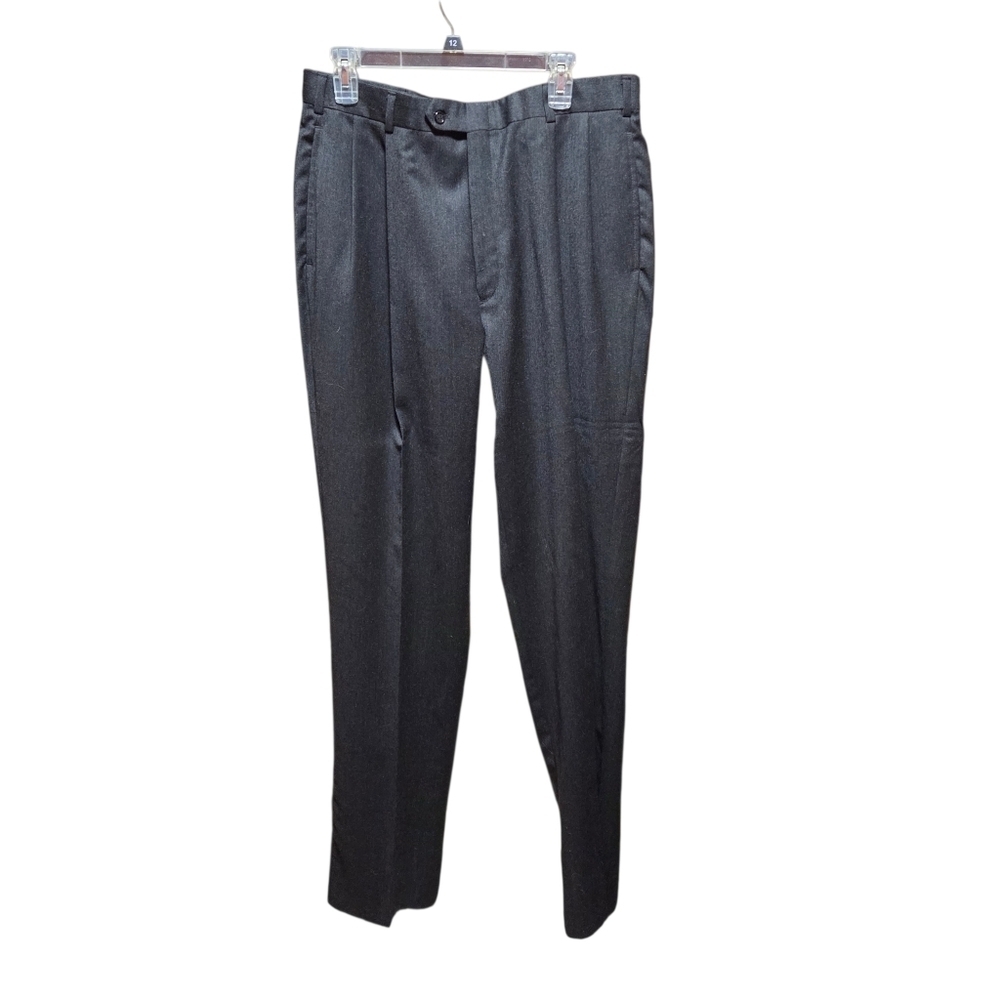 Vintage Austin Reed Mens Worsted Wool Gray Pleated Pants Waist 36 Unhemmed